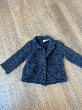 Zara Navy Blue Tweed-Style Kids Jacket